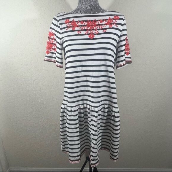 Kate Spade Striped Embroidered Shift Dress Woman’s Medium - Picture 3 of 9